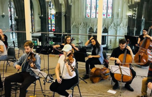 Photo of orchestra in a modern church