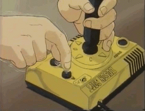 Cartoon gif of someone mashing a controller button