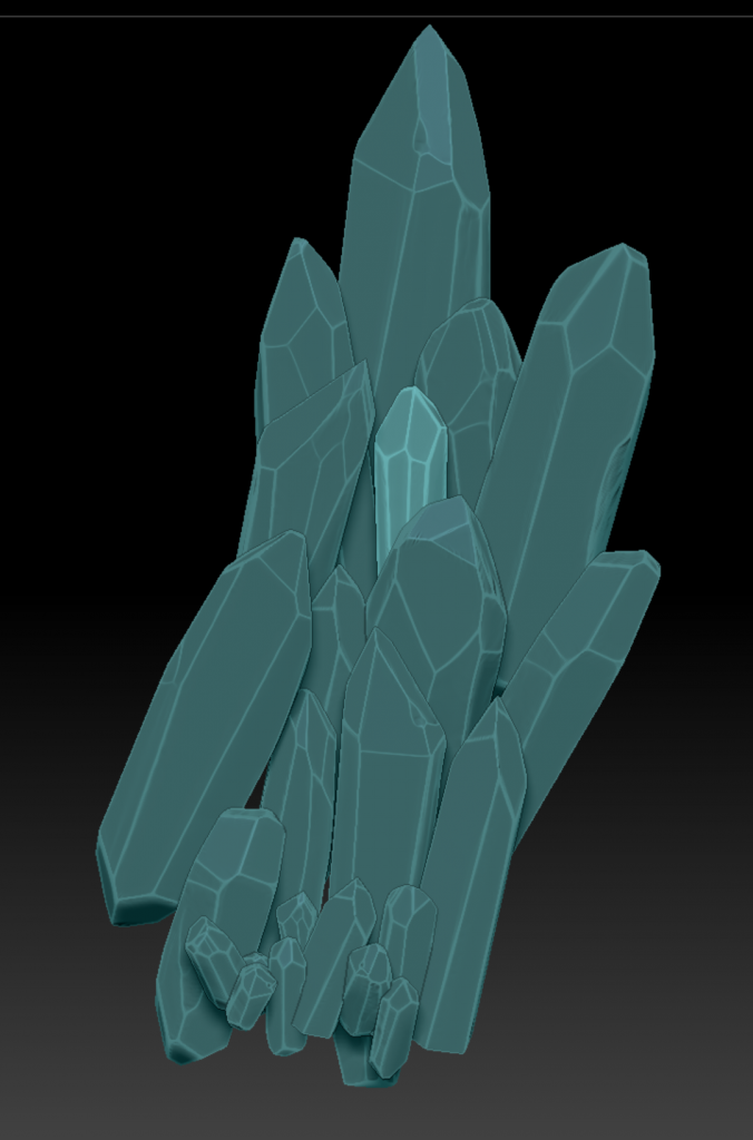 3D model of a cluster of large crystals