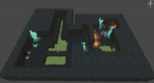 A 3D floorplan of a dungeon crawler game