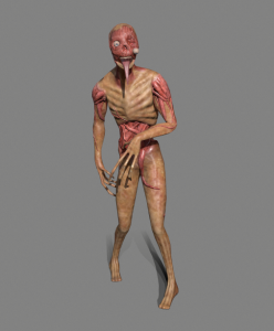 3D model of a zombie against a grey background