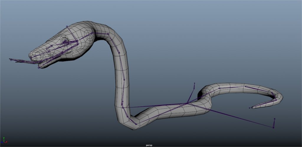 3D snake with rig showing