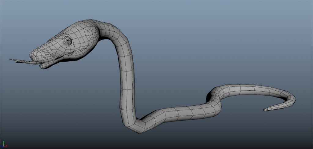 3D snake with rig showing