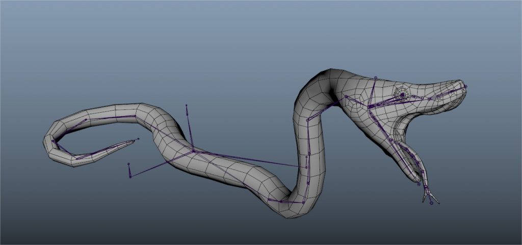 3D snake with rig showing