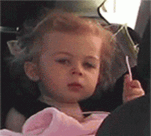 GIF of Darcy (Baby Glitter) rolling her eyes