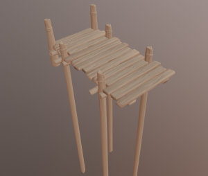 A 3D render of a wooden bridge