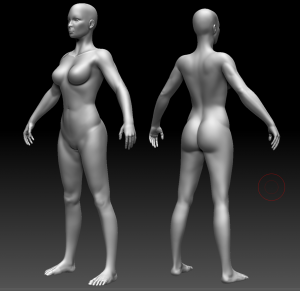 Black and white 3D sculpt of a female