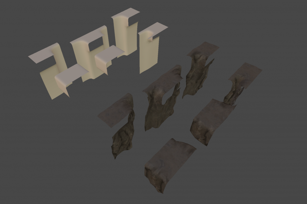 3D renders of stone bridge pieces