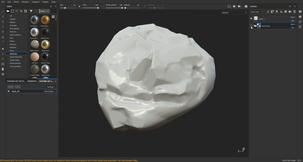 GIF showing a rock being made in Substance Painter