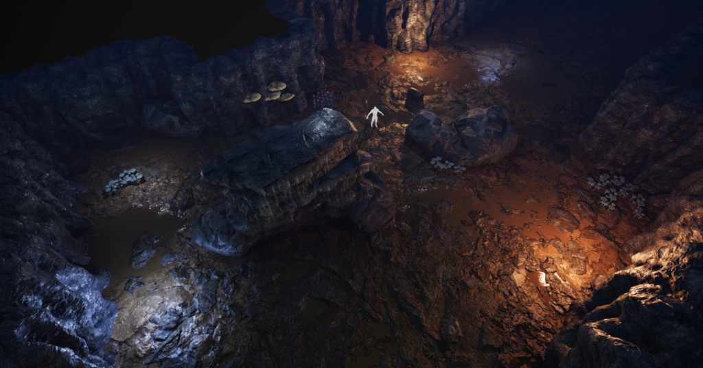 Screenshot from Unity showing cave lighting