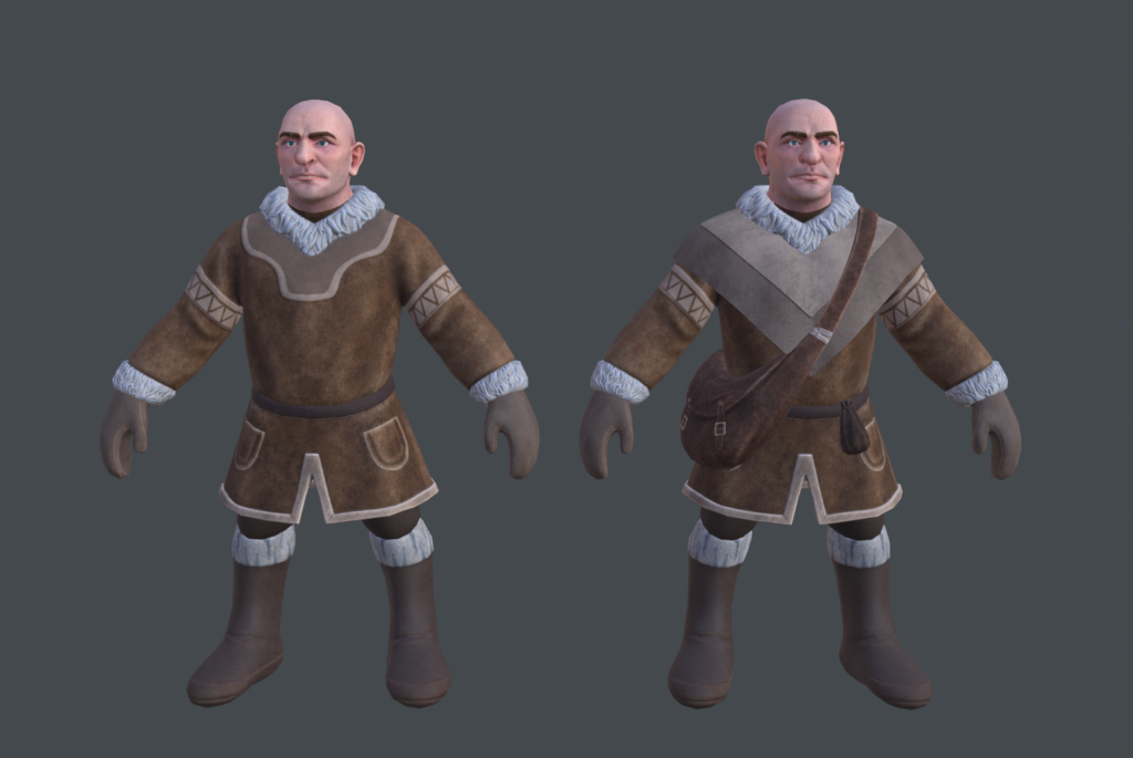 2 side by side models of bald Frost Dwarves