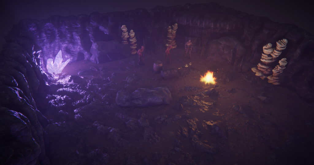 Screenshot from Unity showing one of the dungeon rooms from Depths of Erendorn