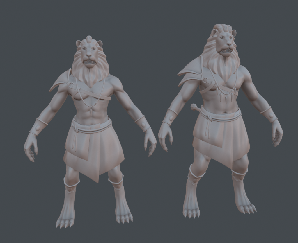 2 baked models of Untribed Lionmen