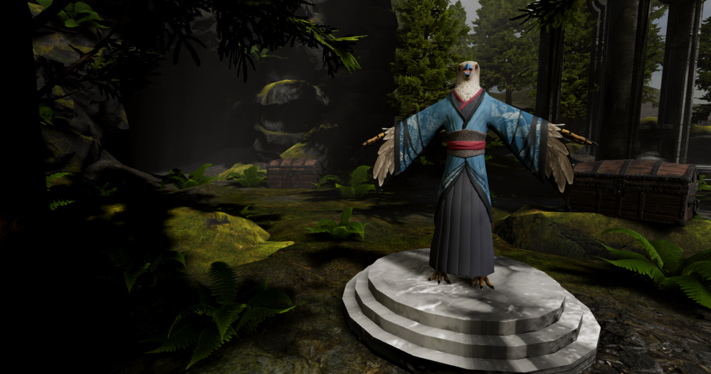 WIP character selection scene from Depths of Erendorn showing a Parakaw