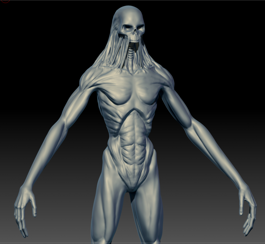 Front shot of a Ghoul model in ZBrush