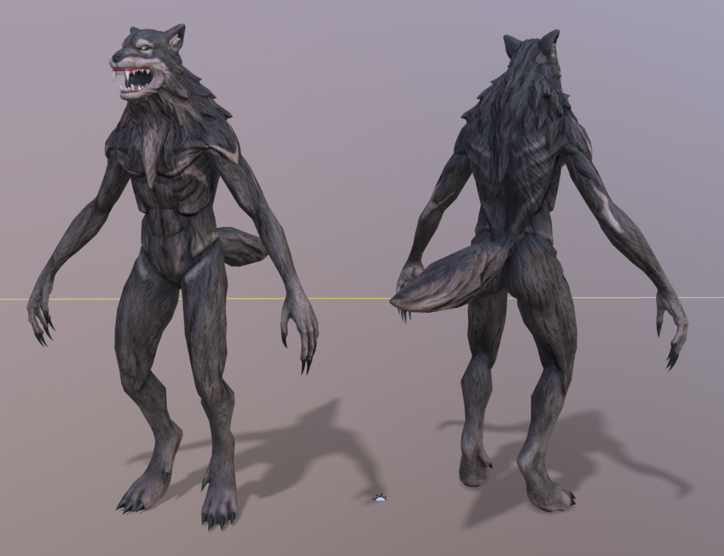 Front and back of a textured Wolvajin model