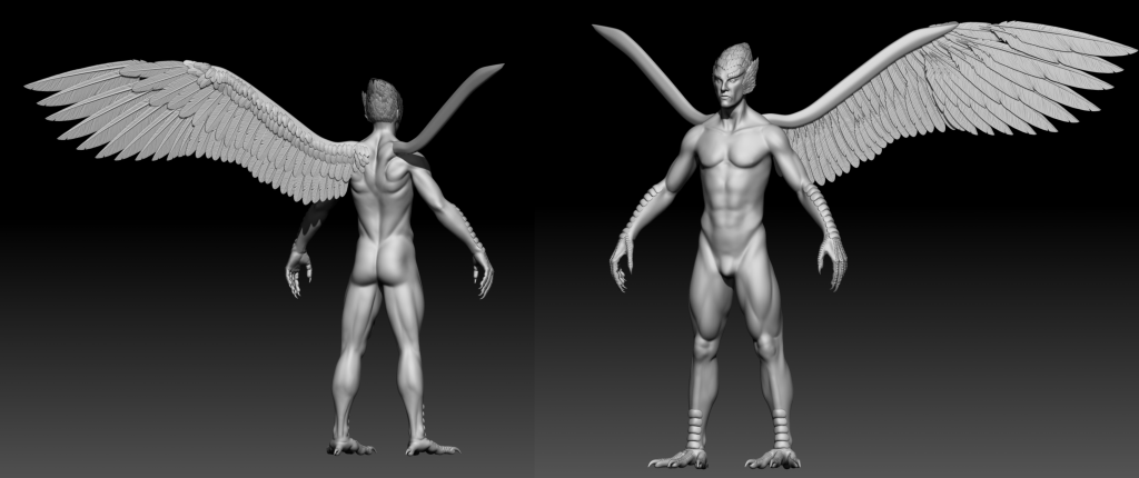 Low mesh of Daggerclaw Harpy in ZBrush