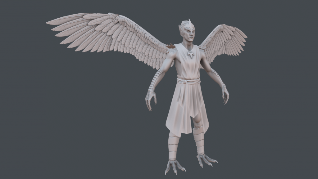 Completed, baked sculpt of Daggerclaw Harpy