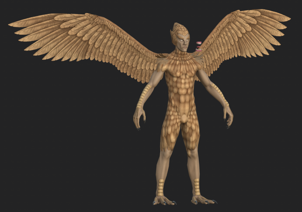 Textured base mesh of Daggerclaw Harpy from Depths of Erendorn