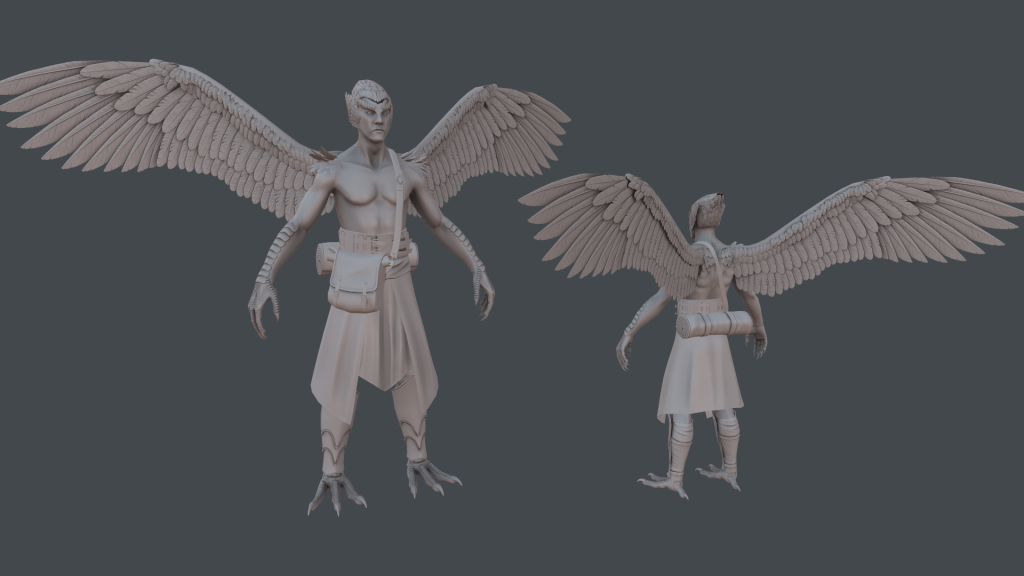 Baked sculpt of Daggerclaw Harpy Wanderer in ZBrush