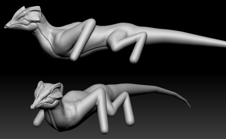 Progress shot of Lizard base model in ZBrush