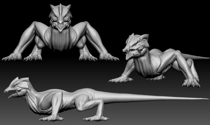 Finished sculpt of the Lizard base in ZBrush