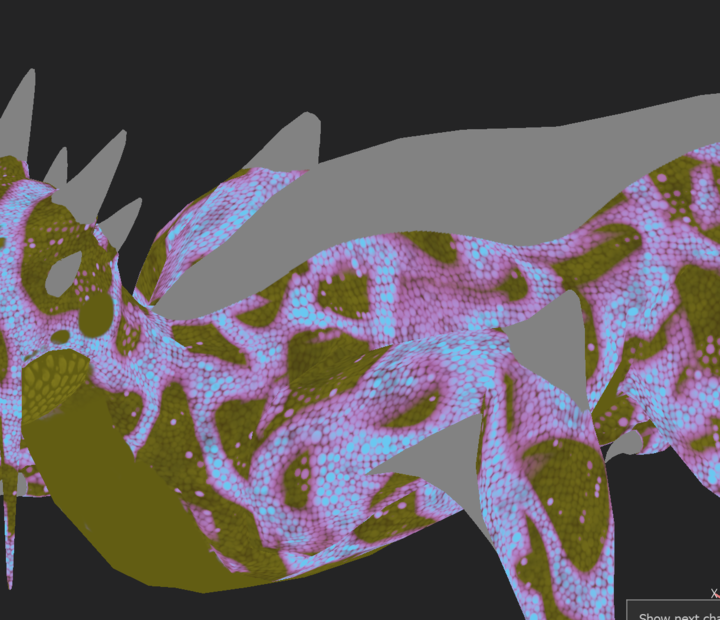 Greyscale tiling texture on Lizard resembling water reflections