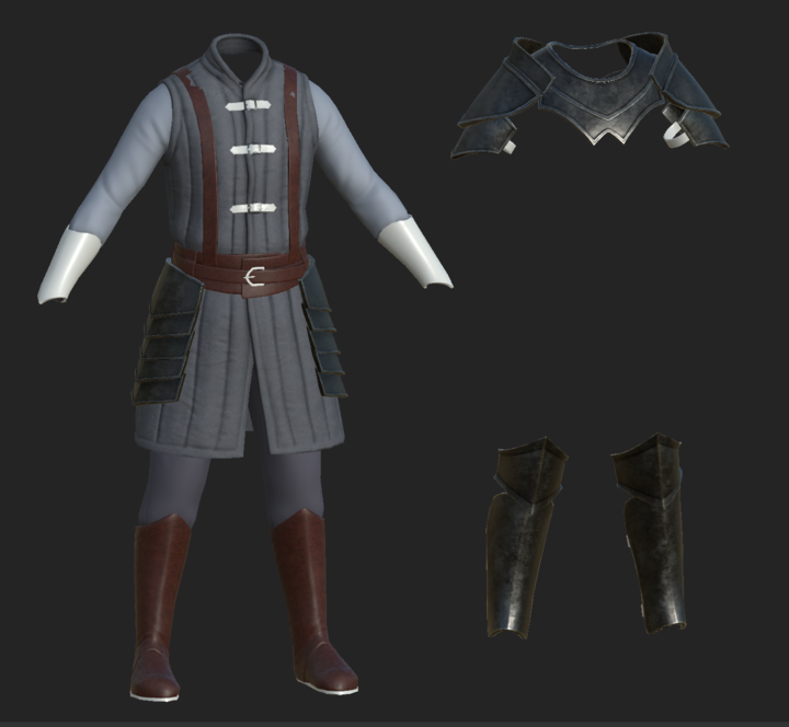 WIP texture screenshot of Storm Elf Warrior's clothes and armour