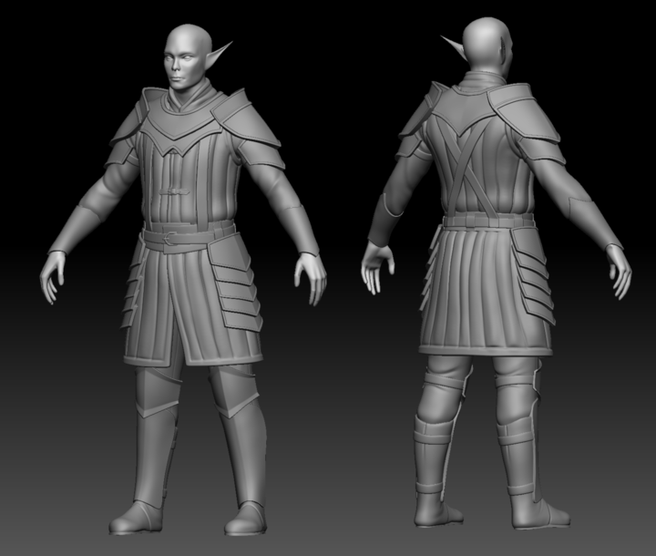 Finished ZBrush sculpt of Storm Elf Warrior from Depths of Erendorn