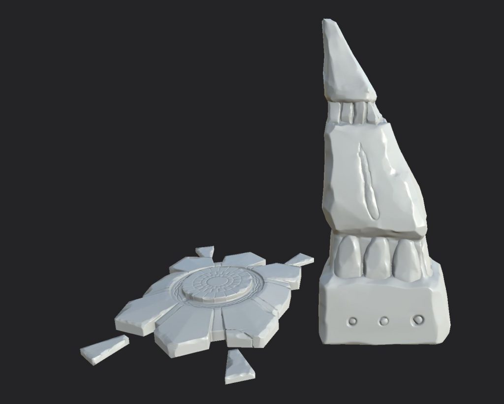 Low poly of a stone portal model in Substance Painter